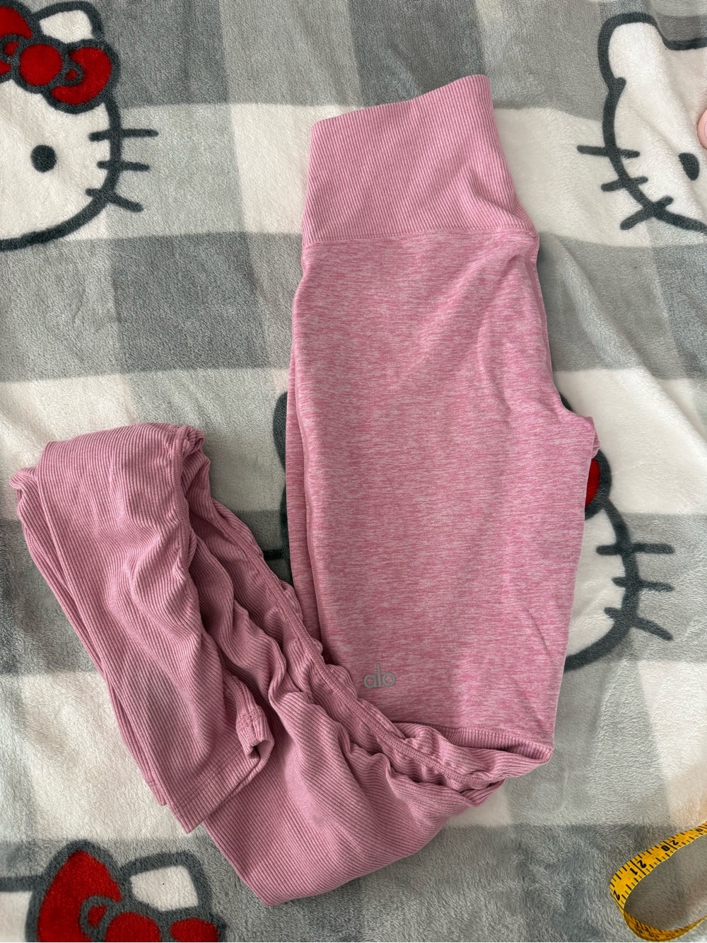 ALO Yoga Ribbed Blush Pink High-Waist Leggings goddess size s